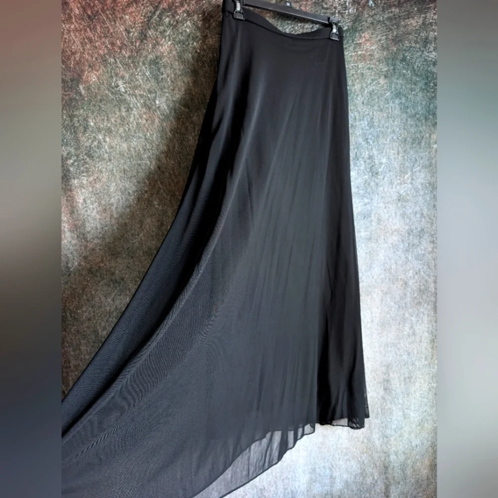 90s Sheer Overlay Maxi Skirt S Minimalist Evening Formal